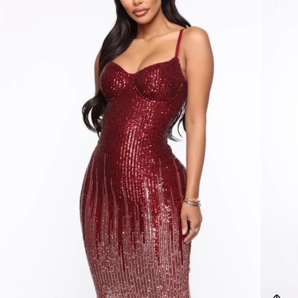 Fashion Nova Striking Arrival Burgundy Silver Sequin Mini Dress - Picture 5 of 10